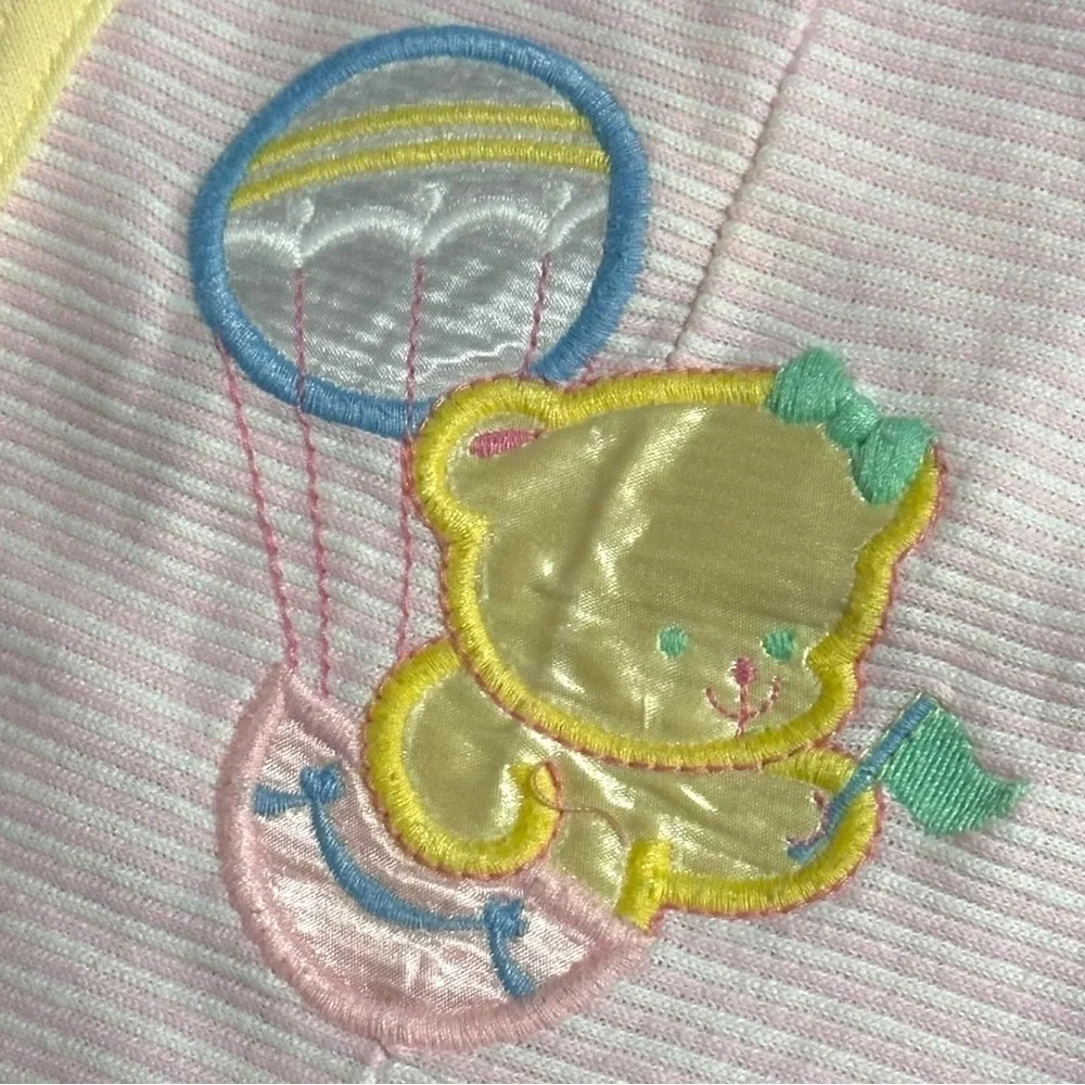 Vintage Health-tex Baby Girl Sleeper Romper 6 Months Pink Footed Bear Appliqué
